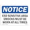 Signmission OSHA, ESD Sensitive Area Smocks Must Worn At, 14in X 10in Rigid Plastic, 14" W, 10" H, Landscape OS-NS-P-1014-L-12170 - alternate 1
